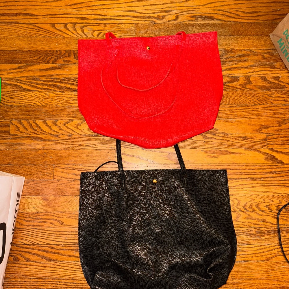 Red and Black Women's Tote Bag Set - Picture 2 of 5